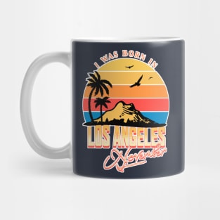 Was born in Los Angeles, November Retro Mug